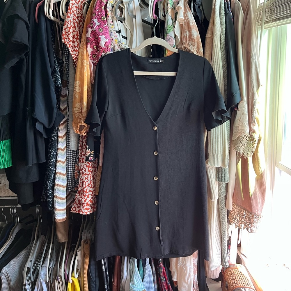 PLT Black Button Dress